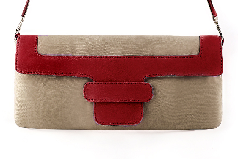 Tan beige and burgundy red matching clutch and . View of clutch - Florence KOOIJMAN